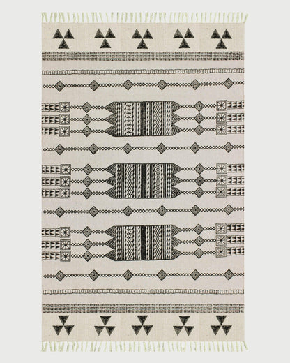 Cotton Dhurrie Hand Block Printed Hallway Beige