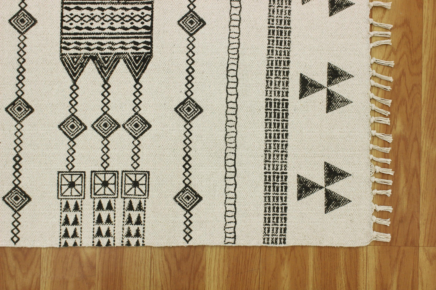 Cotton Dhurrie Hand Block Printed Hallway Beige