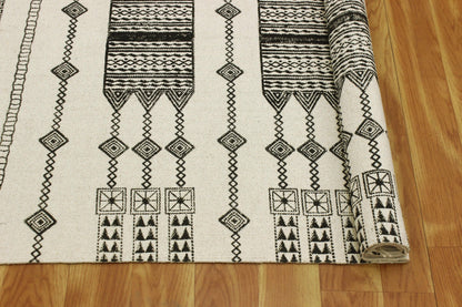 Cotton Dhurrie Hand Block Printed Hallway Beige