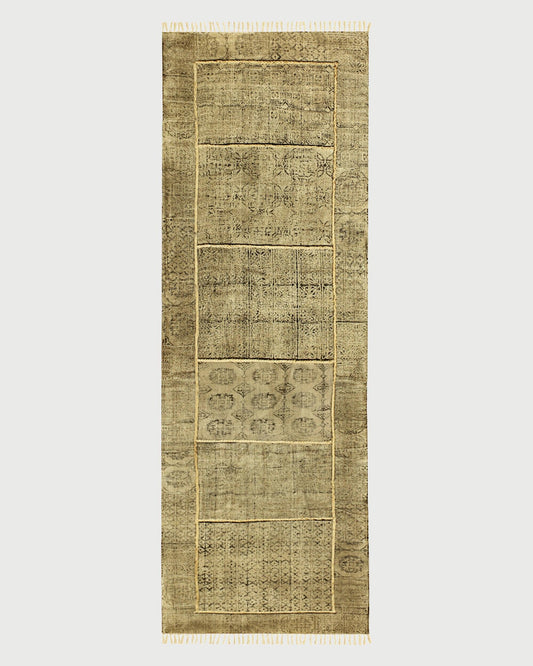 Cotton Dhurrie Hand Block Printed Interior Brown