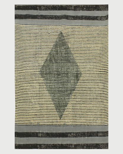 Gray Hand Block Printed Hallway Cotton Dhurrie