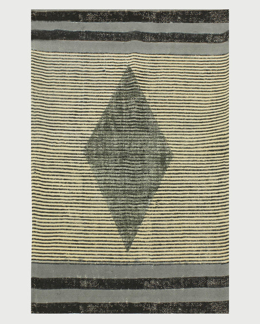 Gray Hand Block Printed Hallway Cotton Dhurrie