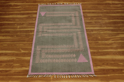 Hand Block Printed Entry Way Cotton Dhurrie Green