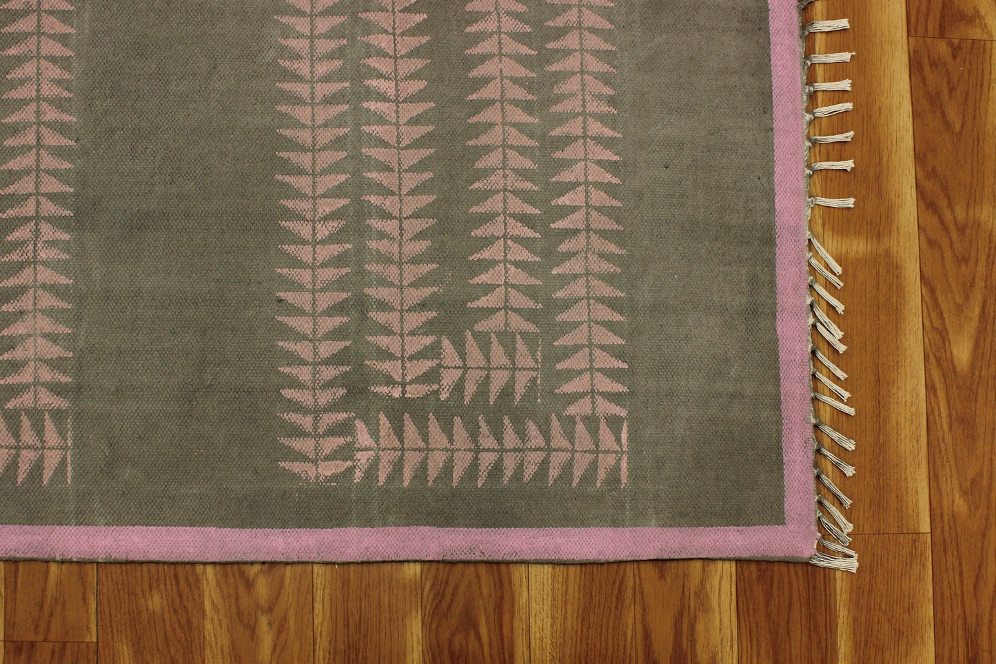 Hand Block Printed Entry Way Cotton Dhurrie Green