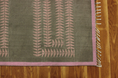 Hand Block Printed Entry Way Cotton Dhurrie Green