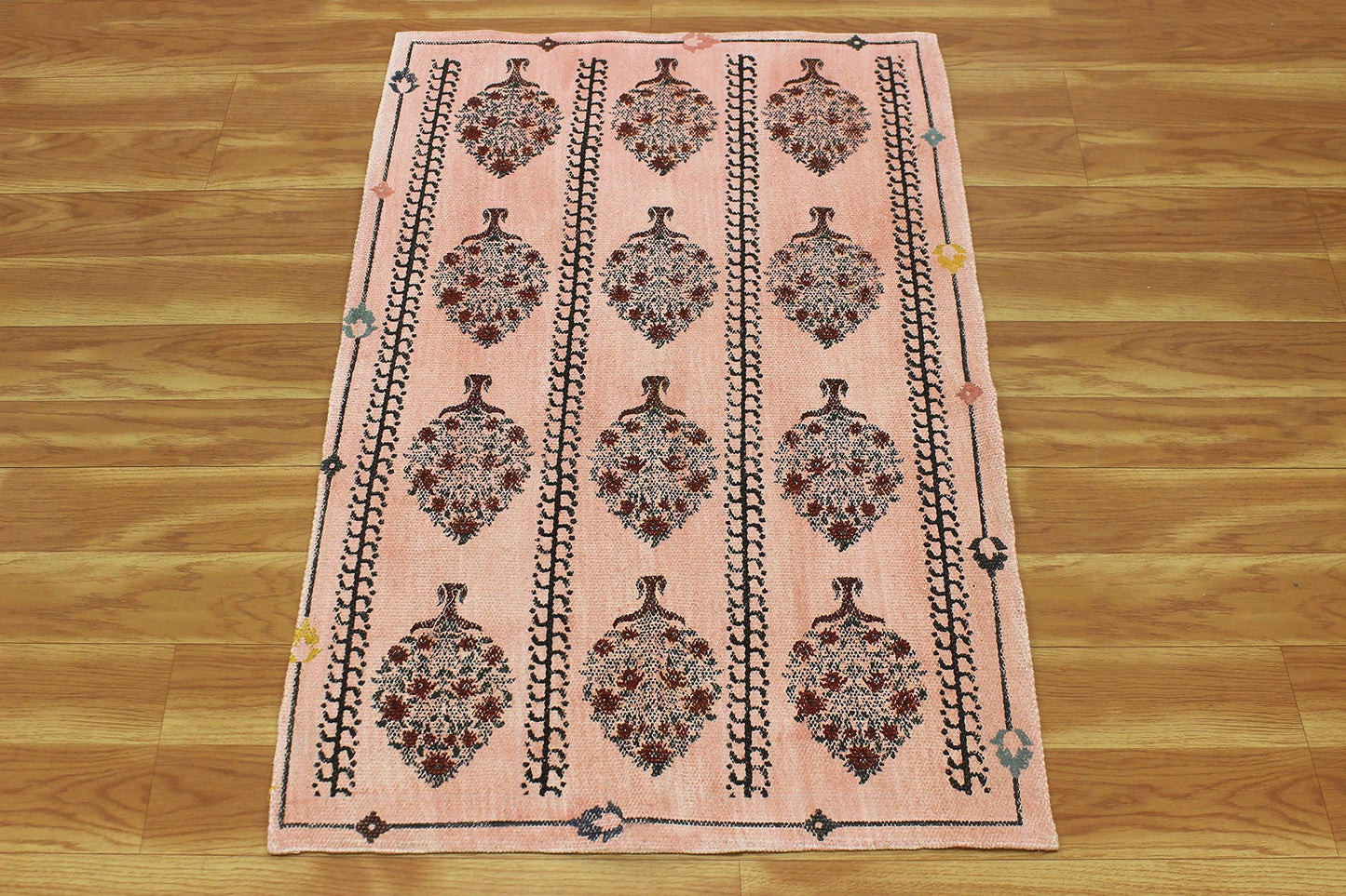 Beige Cotton Dhurrie Hand Block Printed Indoor