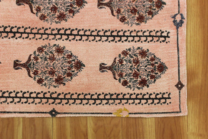 Beige Cotton Dhurrie Hand Block Printed Indoor