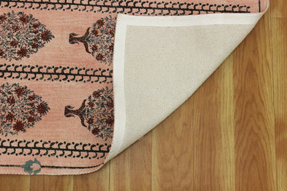 Beige Cotton Dhurrie Hand Block Printed Indoor