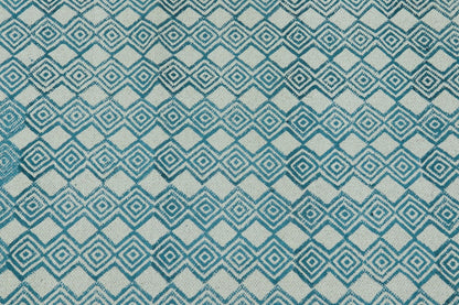 Hand Block Printed Farm House Blue Cotton Dhurrie