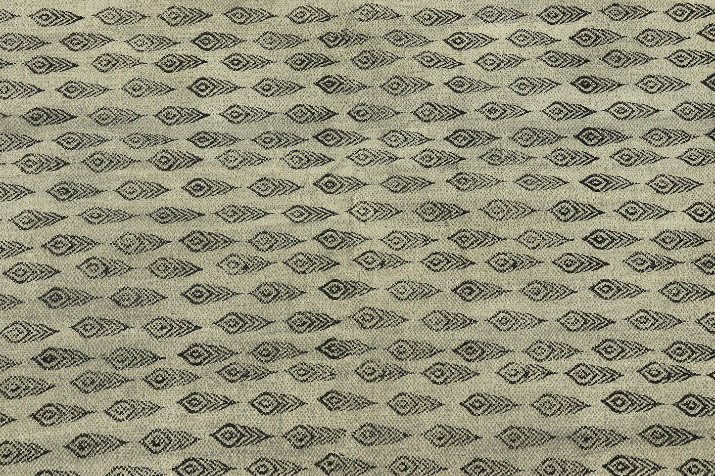 Gray Hand Block Printed Interior Cotton Dhurrie