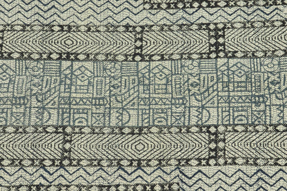 Gray Black Indian Hand Block Print Geometric Outhouse Cotton rug