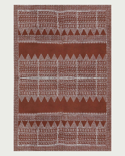 Brown Beige Indian Hand Block Print Geometric Trendy Cotton rug