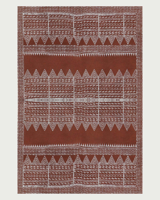 Brown Beige Indian Hand Block Print Geometric Trendy Cotton rug