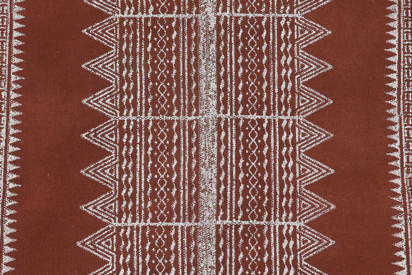 Brown Beige Indian Hand Block Print Geometric Trendy Cotton rug