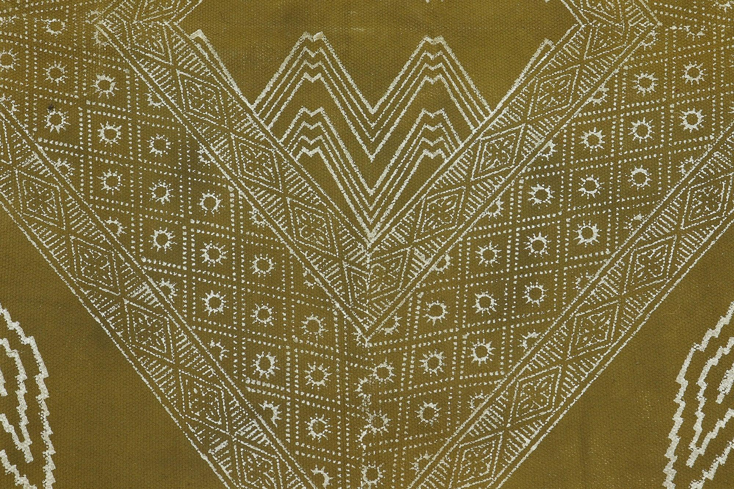 Green Beige Indian Hand Block Print Geometric Guest room Cotton rug