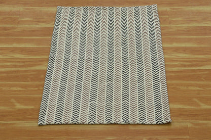 Black Gray Indian Hand Block Print Geometric Guest room Cotton rug