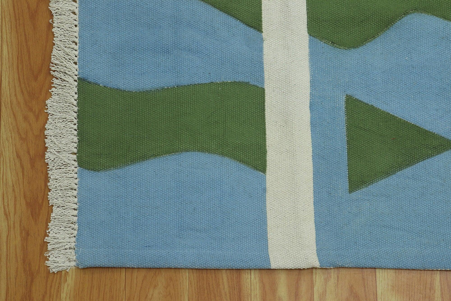 Green Blue Indian Hand Block Print Geometric Guest room Cotton rug