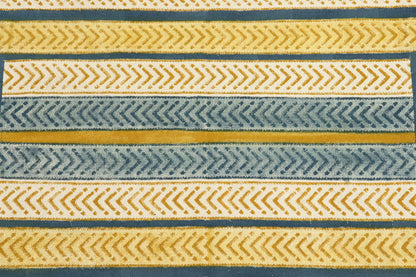 Yellow Blue Indian Hand Block Print Geometric Guest room Cotton rug