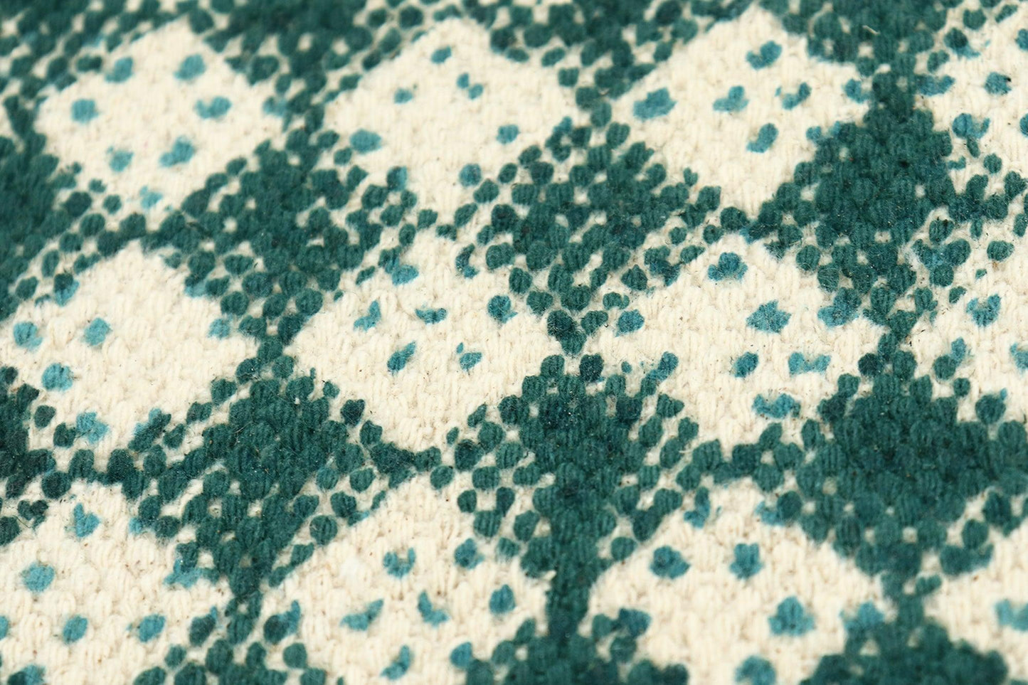 Hand Block Printed Green Farm House Cotton Dhurrie