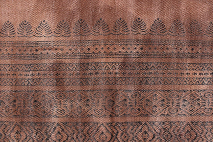 Hand Block Printed Interior Brown Cotton Dhurries