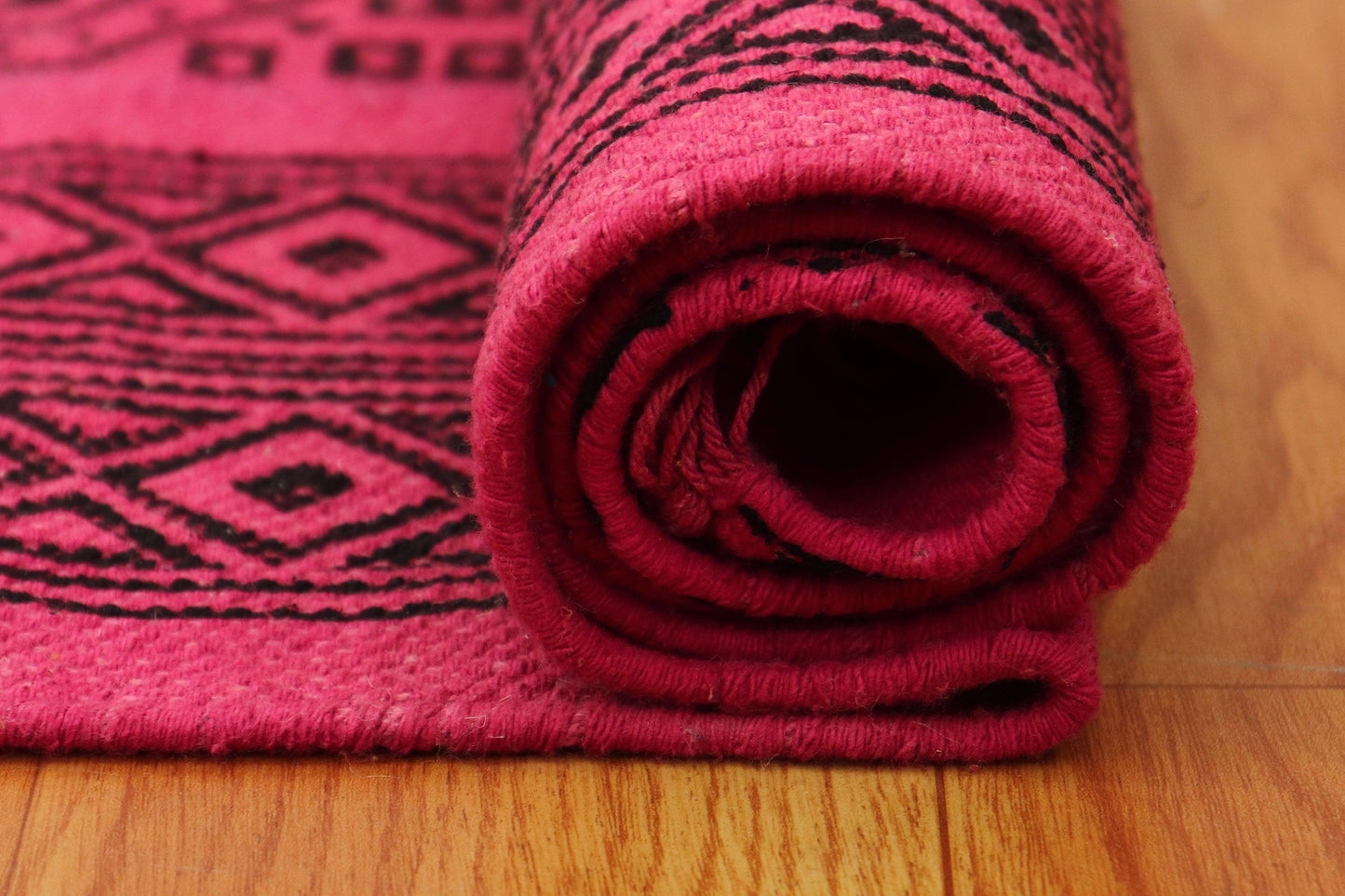 Home Decor Hand Block Printed Pink Cotton Dhurrie