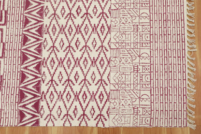 Attractive Hand Block Printed Red Entrance Cotton Dhurrie