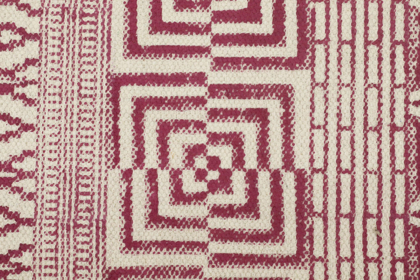 Attractive Hand Block Printed Red Entrance Cotton Dhurrie