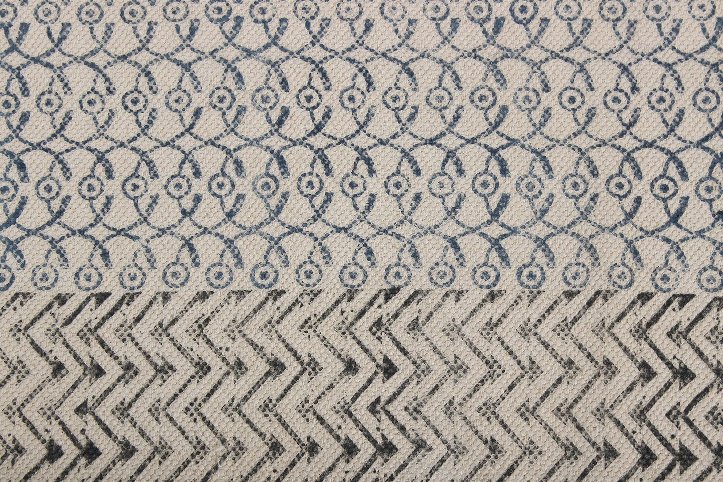 Hand Block Printed Blue Home Decor Cotton Dhurries