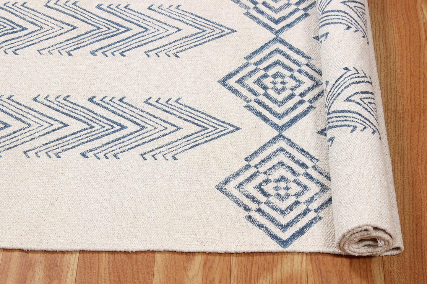 Blue Hand Block Printed Interior Cotton Dhurries