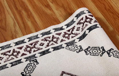 Brown Hand Block Printed Interior Cotton Dhurrie