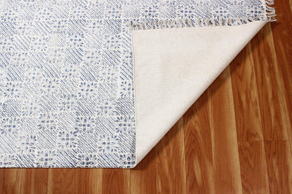 Beige Hand Block Printed Outdoor Cotton Dhurrie