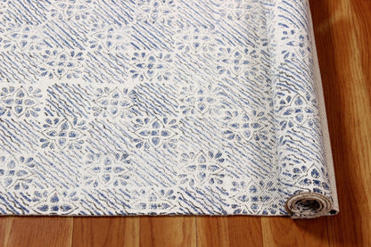 Beige Hand Block Printed Outdoor Cotton Dhurrie