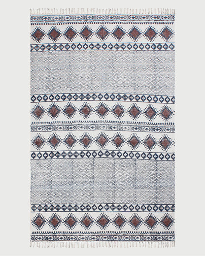 Brown Hand Block Printed Hallway Cotton Dhurrie