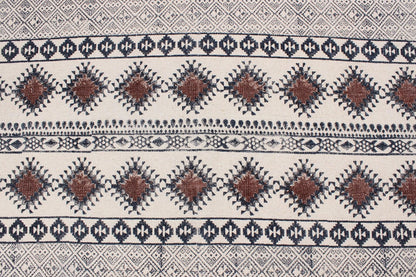 Brown Hand Block Printed Hallway Cotton Dhurrie