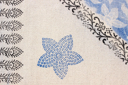 Blue Hand Block Printed Home Decor Cotton Dhurrie