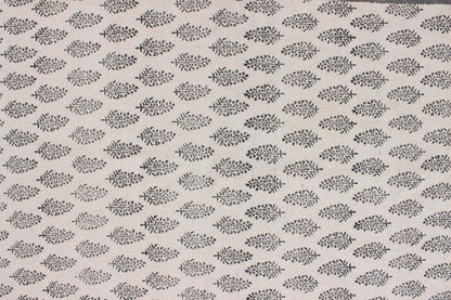 Hand Block Printed Interior Gray Cotton Dhurrie