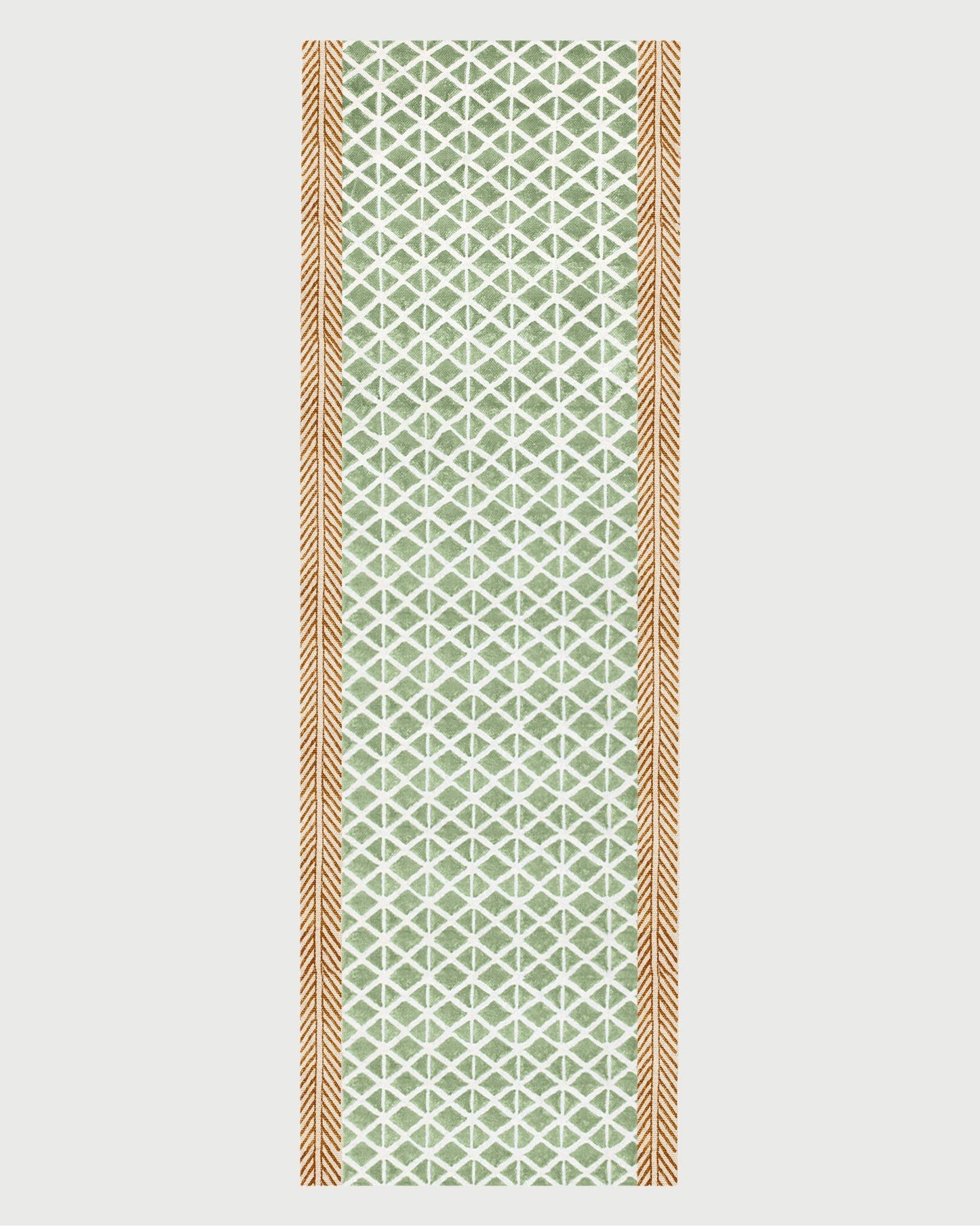 Green Hand Block Printed Entrance Cotton Dhurries