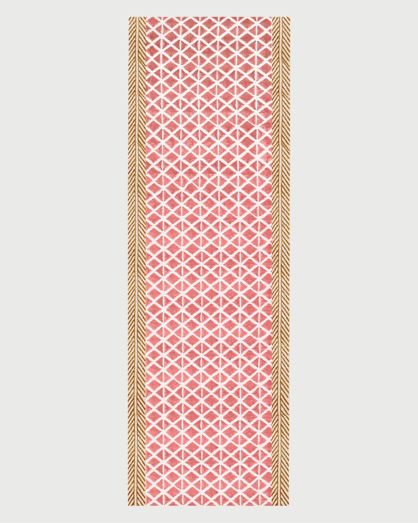 Red Hand Block Printed Entry Way Cotton Dhurries