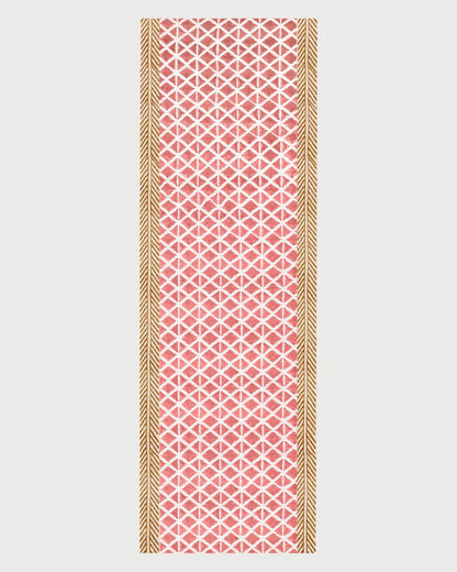 Red Hand Block Printed Entry Way Cotton Dhurries