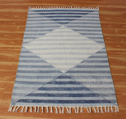 Cotton Dhurries Outdoor Blue Hand Block Printed