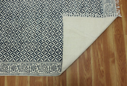 Cotton Dhurries Sea House Beige Hand Block Printed