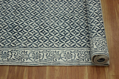 Cotton Dhurries Sea House Beige Hand Block Printed