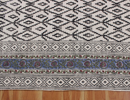 Cotton Dhurries Entrance Blue Hand Block Printed