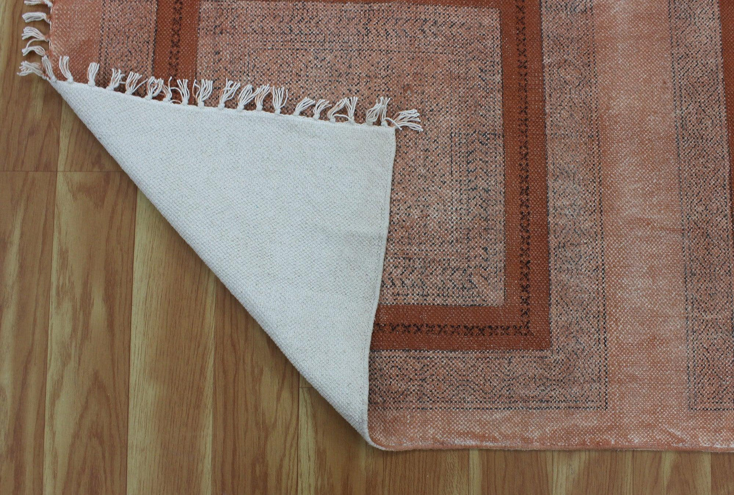 Hand Block Printed Brown Bedroom Decor Cotton Dhurries