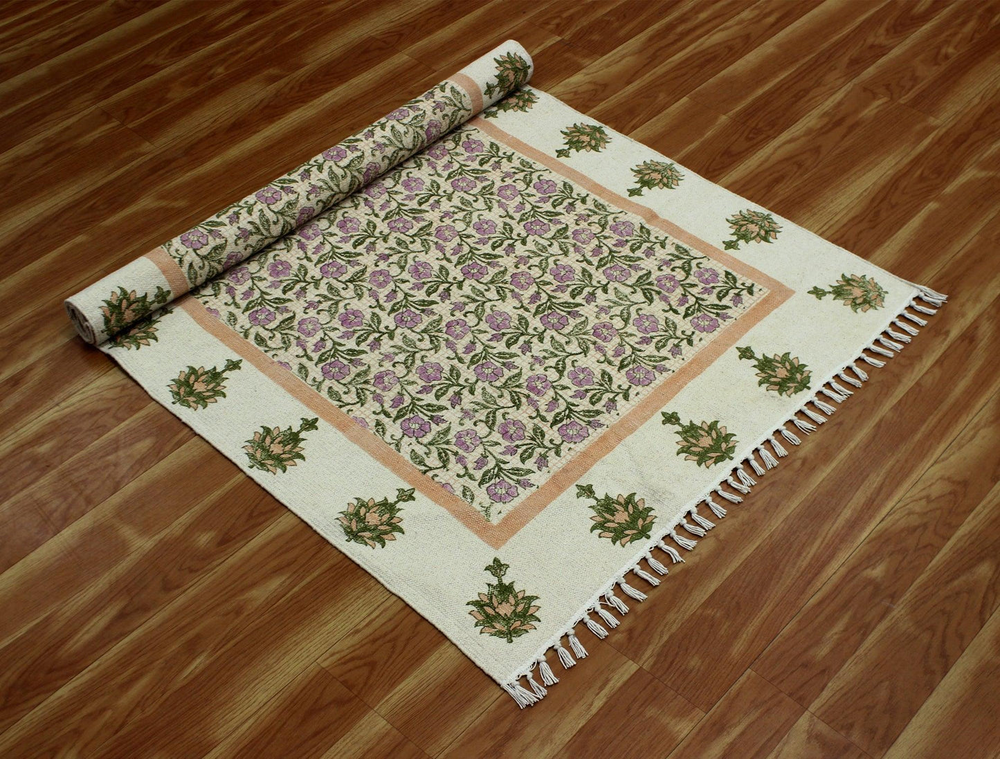 Cotton Dhurries Pink Hand Block Printed Home Decor