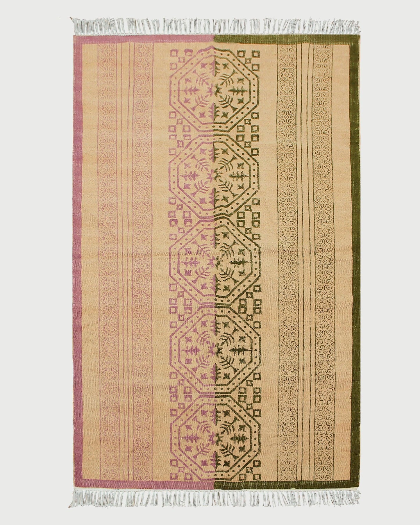 Pink Cotton Dhurries Hand Block Printed Hallway