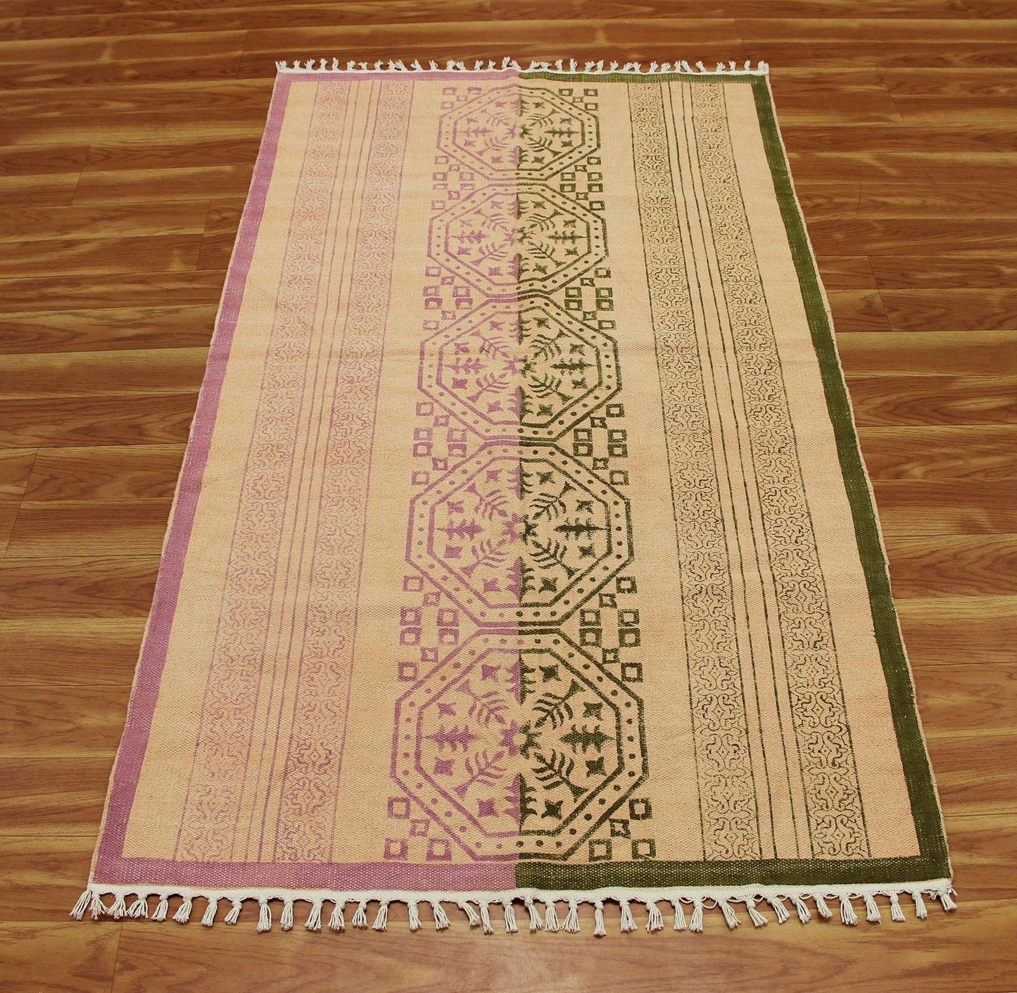 Pink Cotton Dhurries Hand Block Printed Hallway