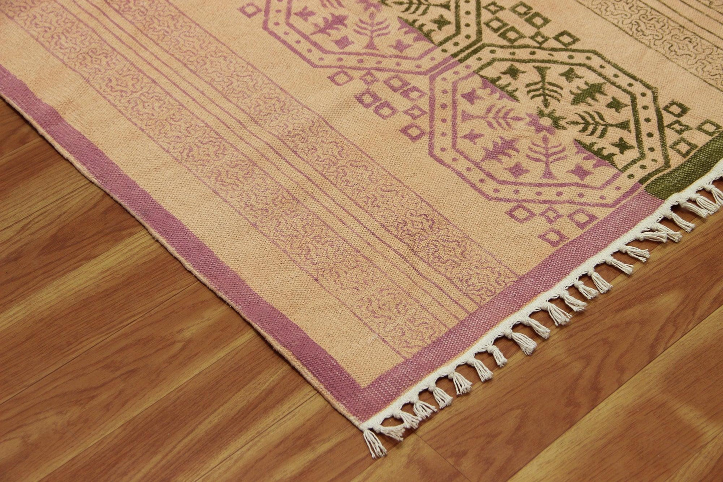 Pink Cotton Dhurries Hand Block Printed Hallway