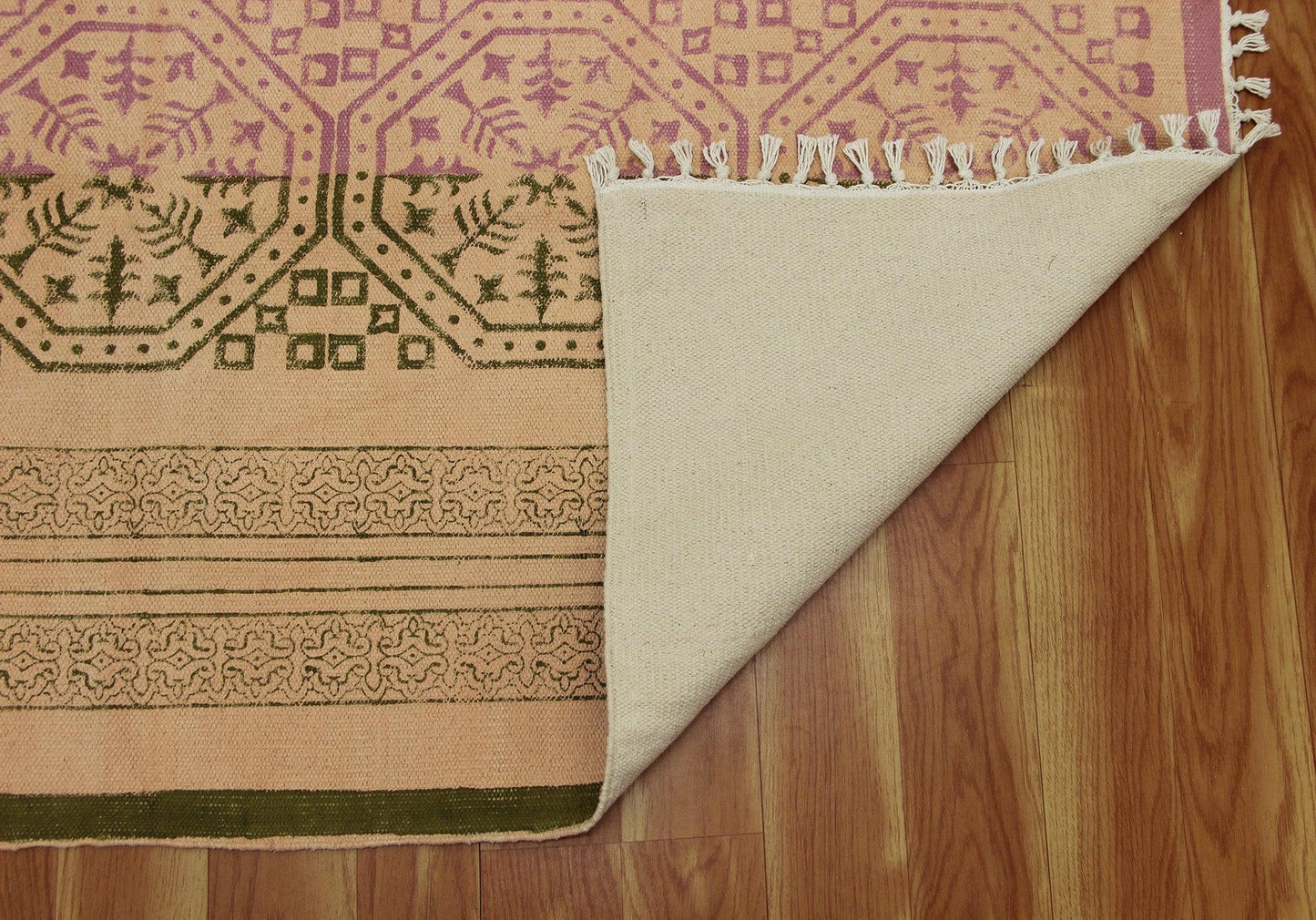 Pink Cotton Dhurries Hand Block Printed Hallway