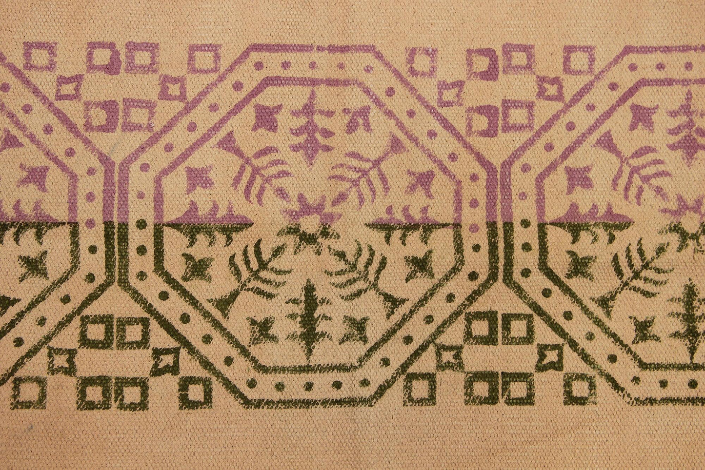 Pink Cotton Dhurries Hand Block Printed Hallway